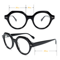 Lunettes de vue rondes de créateur, style vintage rétro, avec rivets, en acétate noir, monture de lunettes optiques en acétate de qualité supérieure, unisexe