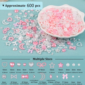 เครื่องประดับตกแต่งเล็บ 3 มิติ รูปโบว์มุกสีชมพูแฟนตาซี ขายดี ผลิตจากเรซิ่นผสม ขายส่งสำหรับเสื้อผ้าและเพชรประดับ - Product Image 2