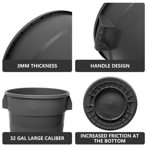 Cina gói các ngành công nghiệp HDPE Heavy Duty màu xám 32 gallon Nhựa thùng rác có thể - Product Image 3