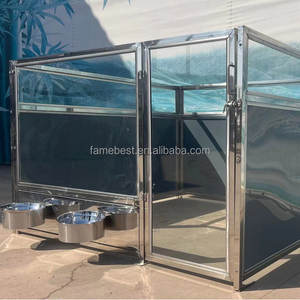 Commercio all'ingrosso di alta qualità canile 304 in acciaio inox Pet cane gabbia chiusura a bottone modello solido cane riscaldato canile per uso esterno - Product Image 3