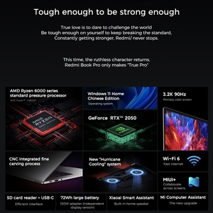15,6 pulgadas Win 11 <span class=keywords><strong>AMD</strong></span> <span class=keywords><strong>7</strong></span> <span class=keywords><strong>6800H</strong></span> Octa Core 16GB + 512GB Xiaomi RedmiBook Pro 15 Laptop - Product Image 3