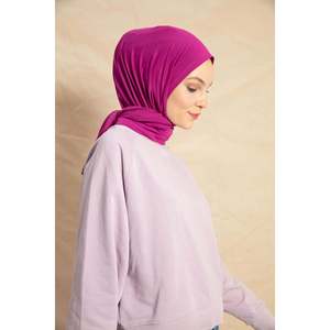 Chal de punto Jersey de algodón, largo, ligero y transpirable, color fucsia - Product Image 5