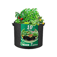 Lot de 10 sacs de culture robustes de 15 gallons en tissu non tissé avec poignées, pots de plantation en fibres végétales