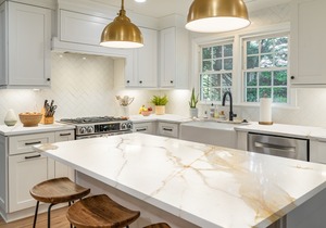 Forest Gold – Design de surface en quartz Calacatta à veines fines de qualité supérieure - Product Image 1