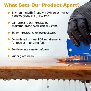 Tabletop <strong>Epoxy</strong> Resin Crystal Clear Countertop <strong>Coating</strong> for Wood Surfaces BPA-Free Food Safe After Cure Super Gloss - Product Image 4