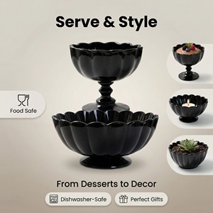 Tazón Redondo para Ensaladas, Frutas y Aperitivos, Tazón de Vidrio de Color Negro Sólido de Aspecto Elegante - Product Image 5
