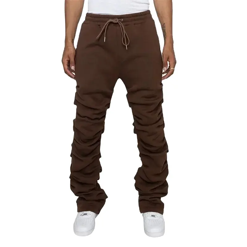 Dongguan City Streetwear High Quality Custom Logo Slim Fit Trousers Skinny Solid Color Flare Stacked Pants