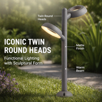 Lampadaire LED moderne à double tête 24W, étanche IP65, en aluminium moulé sous pression, pour jardin, aménagement paysager, éclairage de chemin