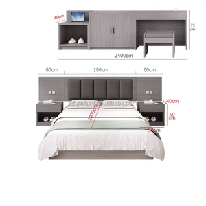 Modern Hotel Bedroom Furniture Set Wooden King Bed Frame with Headboard Nightstand <b>TV</b> Cabinet & Desk For Budget 3 Star Hotels - Product Image 6