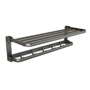 Toallero de aluminio gris bronce Moshang, 4 barras, montaje en pared, autoadhesivo, para baño y aseo. - Product Image 5