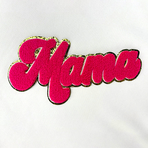 Toptan özel nakış Glitter anneler günü şönil yama Mama mon anne logosu mama şönil yamalar için giysi - Product Image 3