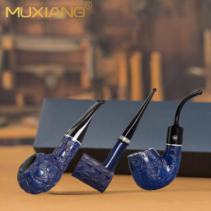 MUXIANG Briar Wood Pipe Crocodile Skin Pattern Bent Shape Tobacco Smoking Pipe Gift - Product Image 2