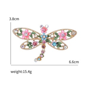 Broches de Libélula Vintage, Nuevo Broche de Insecto con Diseño Floral Calado, de Aleación Esmaltada y Pedrería, Joyería - Product Image 6