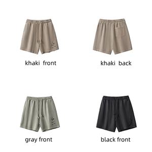 Pantalones cortos de algodón lavado pesado de 380G para hombre Pantalones cortos para hombre con diseño de agujeros desgastados y rasgados - Product Image 3