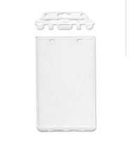 Porte-badge vertical rigide en plastique OEM ODM, durable, avec fente latérale pour cartes, protection de cartes, cordons, vente en gros usine