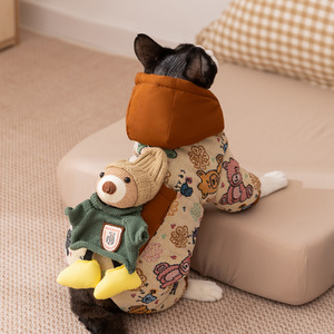 Cute Animal Print Hooded Cotton Coat <b>For</b> <b>Small</b> Medium <b>Dogs</b> Autumn Winter Warm Pet <b>Clothes</b> - Product Image 1