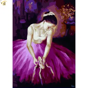 Ballet dancing girl round dot diamond art painting short lint diamond art kit mosaic stone art painting