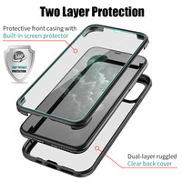 Étui de protection d'écran antichoc double face deux en un verre trempé pour iPhone 11 12 13
