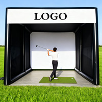 Tente gonflable de simulateur de golf personnalisée Cage gonflable de frappe avec boîtier de simulateur de golf en plein air avec projection sur écran de cinéma