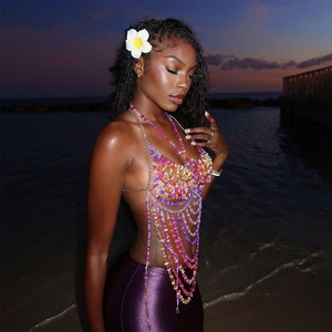 Chaîne de corps dos nu 2026 pour femme, bijou de poitrine perlé avec chaînes superposées pour boîte de nuit, festival, plage - Product Image 2