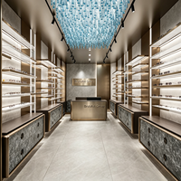Vitrine optique personnalisée pour lunettes, présentoir en verre LED pour magasin de vente au détail d'optique