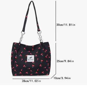 Bolso de Hombro Casual con Estampado de Cerezas a la Moda para Mujeres y Niñas, Bolso de Mano Moderno para la Oficina - Product Image 4