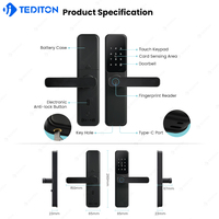 Tediton Chambre à coucher Serrure Intelligente Numérique et Clé Empreinte Digitale Mot de Passe Carte Intelligente pour Chambre d'Hôtel Serrure de Porte Extérieure Serrure Intelligente