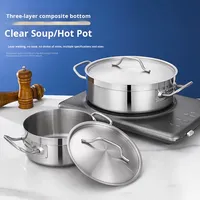 Panci Hot Pot Komersial Double-Boiler Stainless Steel Tanpa Lapisan Kapasitas Besar (4.1L-10L) Desain Las Laser Tidak Perlu Pemanas