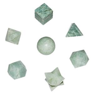 Ensemble de géométrie en pierre d'aventurine verte Ensemble de géométrie en cristal Solides platoniques Ensemble de géométrie en cristal de pierre naturelle sacrée Guérison - Product Image 5