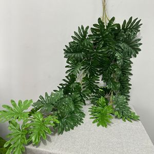 Guirlande de feuilles vertes artificielles Meng Jie, Monstera, 1,8 m, PVC, décoration murale intérieure, pour la décoration de la maison - Product Image 3
