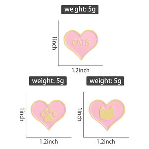 Pin de Esmalte de Corazón Rosa, Broches de Metal con <span class=keywords><strong>Huella</strong></span> de Gatito y Pata de Gato, Insignia de Solapa, Regalo de Joyería para Amantes DE LOS Gatos - Product Image 6