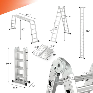 Escalera telescópica de aluminio extensible moderna de estilo industrial 4x4 certificada EN131 para talleres y fácil <span class=keywords><strong>Escada</strong></span> De Alumnio - Product Image 2