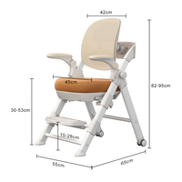 Chaise d'étude ergonomique réglable en plastique pour enfants avec accoudoirs, rotation et roulettes à verrouillage par gravité pour salle de classe, gymnase ou bureau
