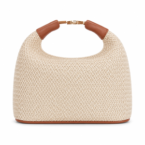 Bolso Hobo de Rafia Tejida en Forma de Media Luna, Etiqueta Privada BSCI, Bolso de Hombro de Paja Tejida para Verano con Asa de Cuero Premium - Product Image 2