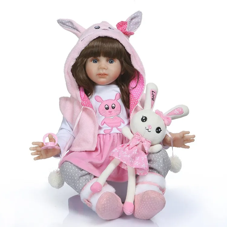 NPK 60CM high quality reborn toddler fashion soft silicone bebe doll reborn princess long hair doll