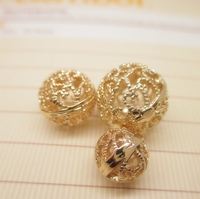 Bola de diafragma hueca Simple de cadena de chapado en oro italiano de 24K de alta calidad 10mm para la fabricación de joyas