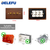 Sakelar dan Stopkontak Dinding Kayu Walnut Solid DELEFU, Sakelar Toggle Kuningan Murni, Stopkontak US, USB A Tipe C 20W Pengisian Cepat 1 2 3 Gang