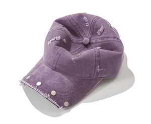 Cappello da Baseball viola alla moda alla moda stile stile non strutturato foderato di raso foderato cappello da papà - Product Image 2