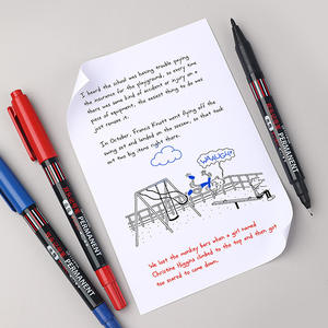 Stylo <span class=keywords><strong>marqueur</strong></span> à double extrémité à base d'eau noir ultra-fin pointe de pinceau oblique en plastique 1mm encre permanente petite signature art - Product Image 4