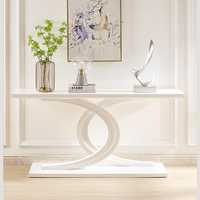 Table d'appoint en dalle de roche de style nordique moderne, crème, luxe léger italien, blanc laiteux, design pour entrée et séparation murale