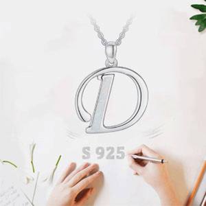 Joyería personalizada 925 plata esterlina inicial D monograma creado ópalo letra colgante collar - Product Image 4