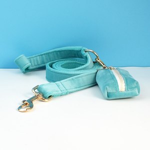 Benutzer definierte Namensschild Türkis Stein Samt Hunde halsband und Leine Set Pet Harness Pop Taschen mit Fliege - Product Image 4