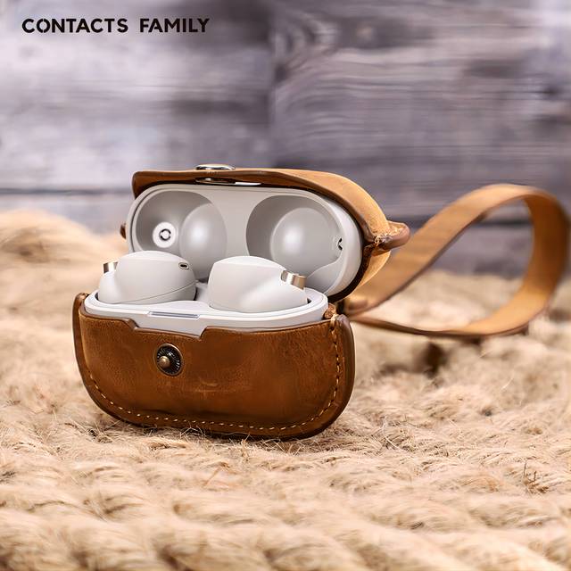 Crazy Horse Cowhide Leather Case for Sony Wf-1000xm4 Earphone Case Genuine Leather Cases for Sony Wf 1000 Xm4
