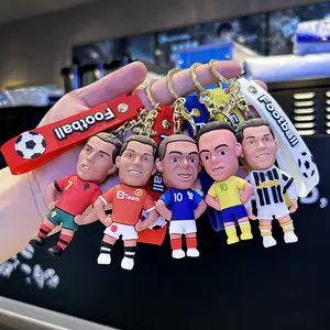 Chaveiro de borracha para equipes de futebol mais populares, chaveiro de brinquedo em pvc 3D Messi, moda criativa para casal, chaveiro de brinquedo