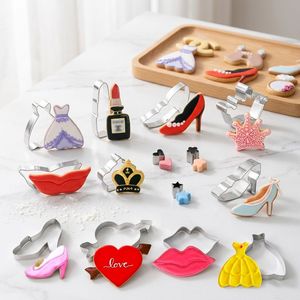 Juego de Cortadores de Galletas de Acero Inoxidable 430 de Grado Alimenticio, Moldes para Hornear Fondant con Formas de Vestido de Moda, Tacón Alto, Labios y <span class=keywords><strong>Castillo</strong></span>, Herramientas para Regalos - Product Image 2