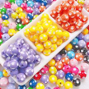 Cuentas redondas de resina de colores de lunares divertidos de 12mm para materiales hechos a mano DIY accesorios de cadena de teléfono móvil - Product Image 1