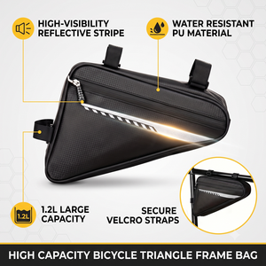 Sac de cadre de vélo imperméable en fibre avec bande réfléchissante et grande capacité de 1,2 L pour VTT et vélo de route - Product Image 2