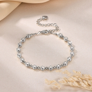 Elegante y Moderna Pulsera de Tenis para Mujer, Estilo Hiphop, con Incrustaciones de Zirconia 5A Transparente de Corte Redondo de 3mm, Engaste de Bisel, Pavé Completo, Resistente al Desgaste - Product Image 4