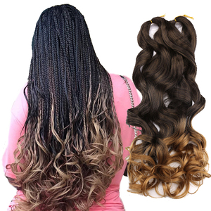 Extensions de cheveux synthétiques en boucles spirales de 22 pouces, cheveux de tressage YaKi, vague lâche, boucles françaises, tresses au crochet, cheveux blonds ondulés - Product Image 1