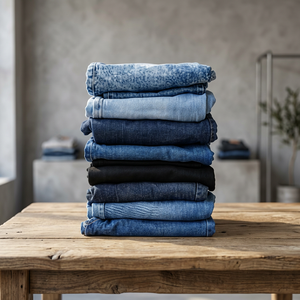 Pantalon décontracté unisexe mi-lourd respirant à braguette zippée, en jean droit à carreaux 100% coton 12oz de haute qualité avec double poche pour homme - Product Image 3